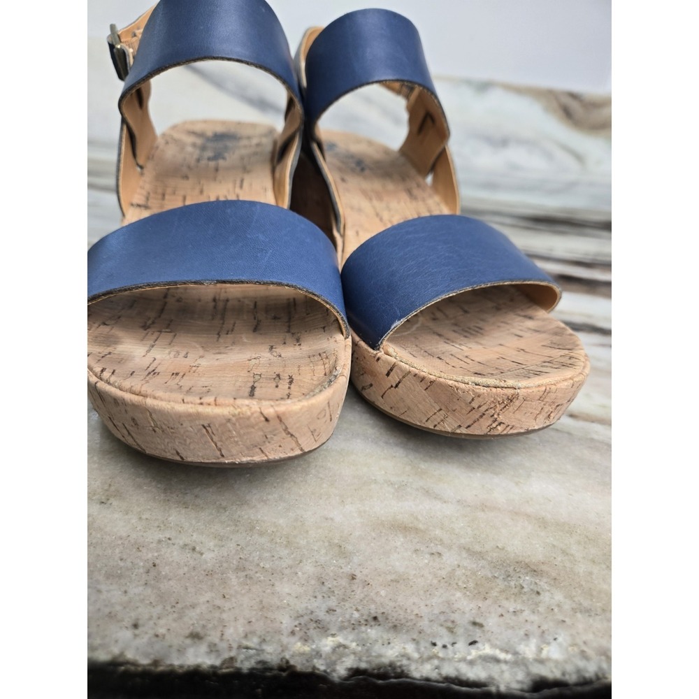 Kork's by Kork Ease Austin Slingback Leather Wedge Sandals Size 8 Blue - Picture 7 of 9